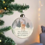 Personalised Any Message Christmas Deer Design Glass Bauble - Image 3