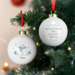 Personalised Children's Polar Bear Design Ceramic Christmas Bauble - Image 3