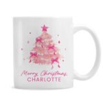 Personalised Pink Christmas Tree Design Ceramic Mug - Image 4