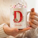 Personalised Big Initial & Name Holly Design Christmas Ceramic Mug - Image 2