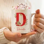 Personalised Big Initial & Name Holly Design Christmas Ceramic Mug - Image 2