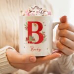 Personalised Big Initial & Name Holly Design Christmas Ceramic Mug - Image 3