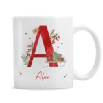 Personalised Big Initial & Name Holly Design Christmas Ceramic Mug - Image 5