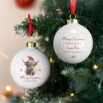 Personalised Highland Cow Design Ceramic Christmas Bauble