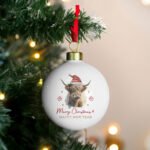 Personalised Highland Cow Design Ceramic Christmas Bauble - Image 4