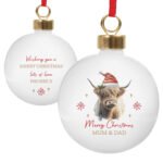 Personalised Highland Cow Design Ceramic Christmas Bauble - Image 5