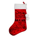 Personalised 'Special Delivery' Luxury Red Pom Pom Christmas Stocking - Image 4