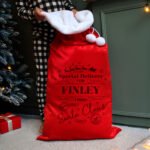 Personalised Children's 'Special Delivery' Luxury Red Pom Pom Christmas Sack - Image 2