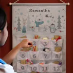 Personalised Children's Polar Bear Design Grey Felt Christmas Advent Calendar - Image 2
