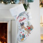 Personalised Reindeer Design 'Special Delivery' Luxury Grey Pom Pom Christmas Stocking