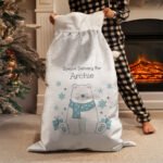 Personalised Polar Bear Design 'Special Delivery' Luxury Grey Pom Pom Christmas Sack - Image 2