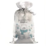 Personalised Polar Bear Design 'Special Delivery' Luxury Grey Pom Pom Christmas Sack - Image 4