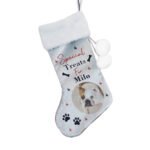 Personalised 'Special Treats' Photo Upload Dog Luxury Grey Pom Pom Christmas Stocking - Image 4