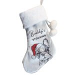Personalised Dog Breed Luxury Grey Pom Pom Christmas Stocking - Image 3