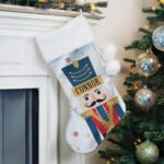 Personalised Nutcracker Design Luxury Grey Pom Pom Christmas Stocking - Image 3