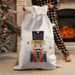 Personalised Nutcracker Design Luxury Grey Pom Pom Christmas Sack - Image 2