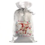 Personalised Photo Upload 'Merry Christmas' Luxury Grey Pom Pom Christmas Sack - Image 4