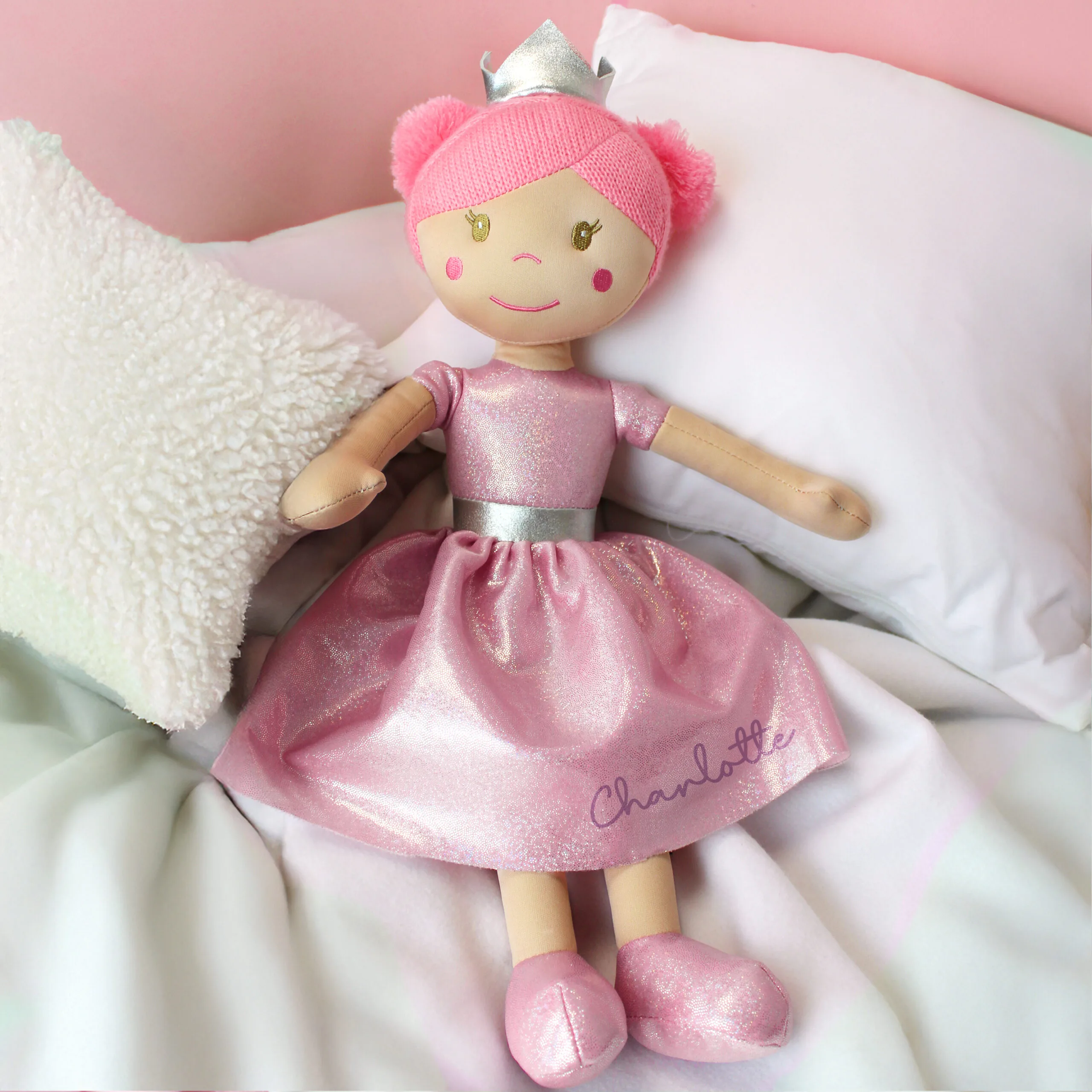 Personalised Name Only Pink Princess Ballerina Rag Doll - Image 3