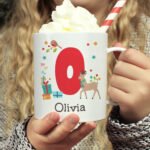 Personalised Children's Initial & Name Reindeer Design Plastic Christmas Mug - Image 2