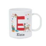 Personalised Children's Initial & Name Reindeer Design Plastic Christmas Mug - Image 4