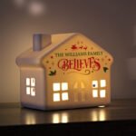 Personalised Christmas 'Believes' Ceramic LED Light-up House Ornament - Image 2