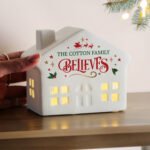 Personalised Christmas 'Believes' Ceramic LED Light-up House Ornament - Image 4