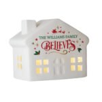 Personalised Christmas 'Believes' Ceramic LED Light-up House Ornament - Image 5