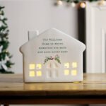 Personalised Christmas Holly Design Ceramic LED Light-up House Ornament - Image 3