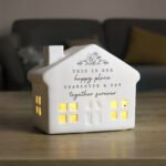 Personalised Any Message Floral Design Ceramic LED Light-up House Ornament