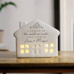 Personalised Any Message Floral Design Ceramic LED Light-up House Ornament - Image 3