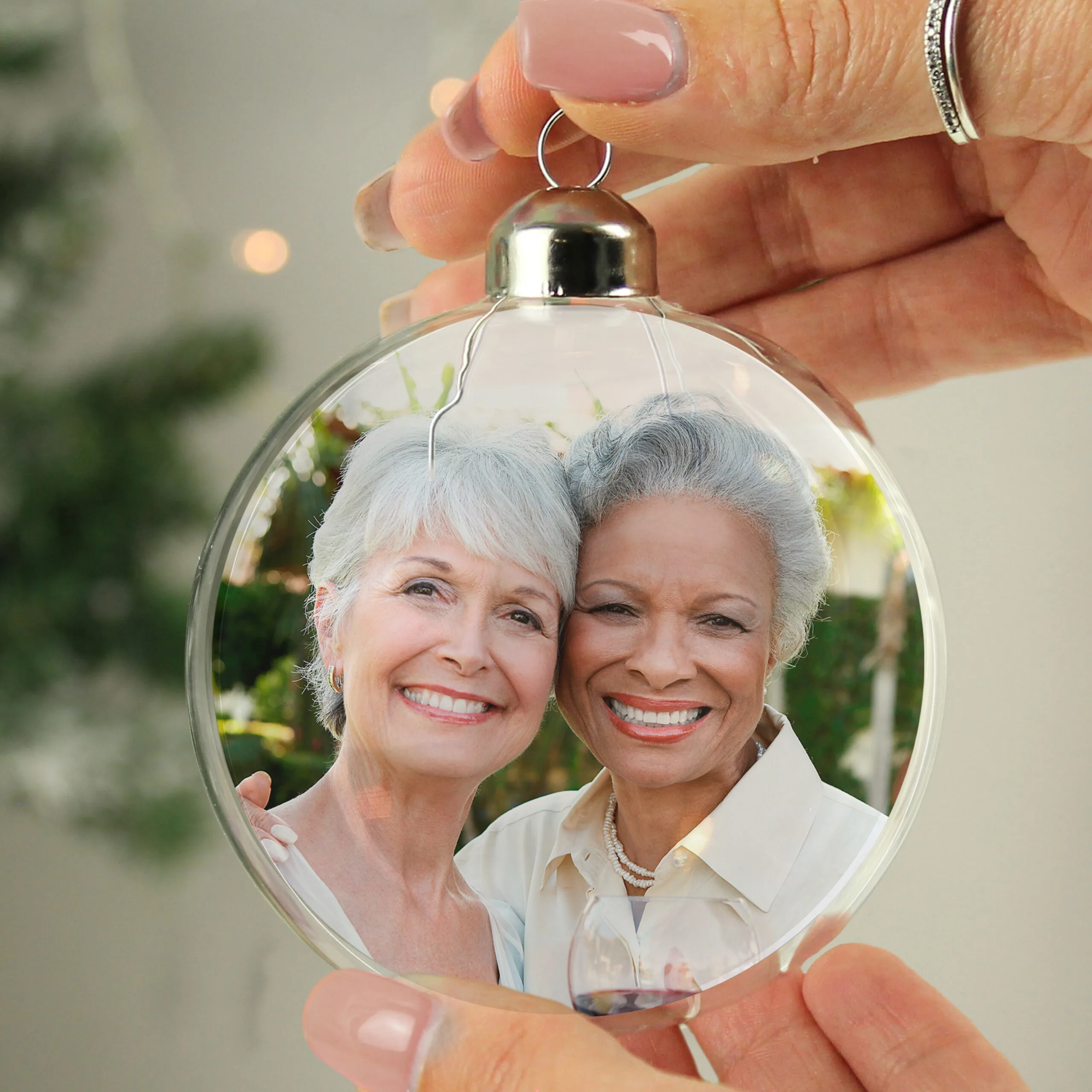 Personalised Photo Upload Glass Christmas Bauble - Image 2