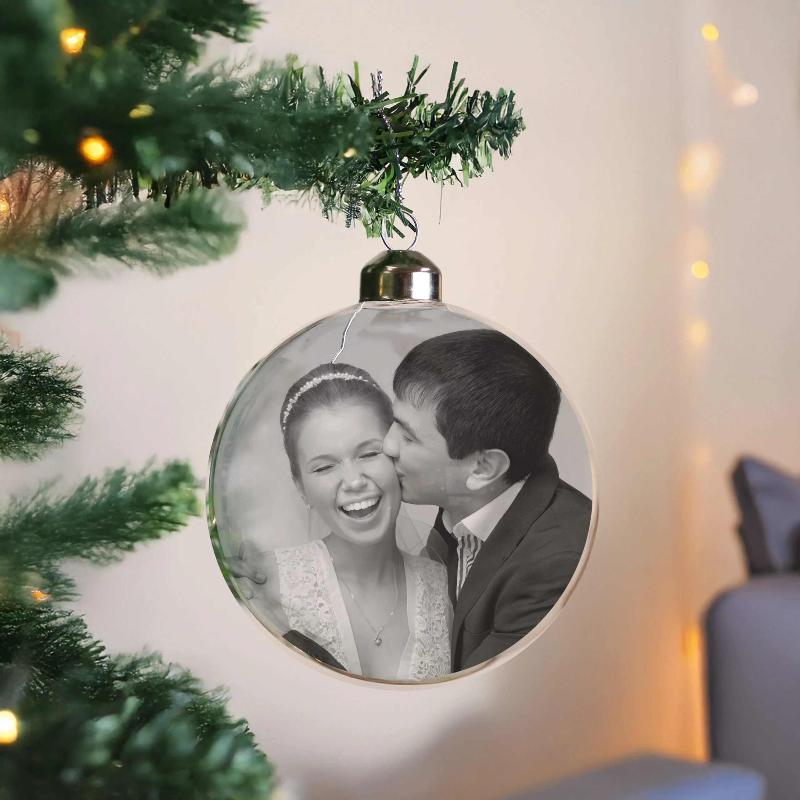Personalised Photo Upload Glass Christmas Bauble - Image 3