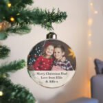 Personalised Any Message Photo Upload Glass Christmas Bauble - Image 3