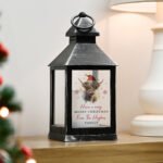 Personalised Christmas Highland Cow Design Rustic Black Plastic Light-up Lantern