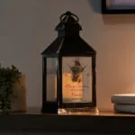 Personalised Christmas Highland Cow Design Rustic Black Plastic Light-up Lantern - Image 2