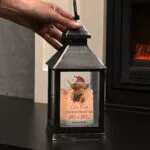 Personalised Christmas Highland Cow Design Rustic Black Plastic Light-up Lantern - Image 3