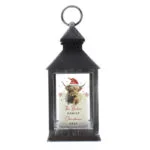 Personalised Christmas Highland Cow Design Rustic Black Plastic Light-up Lantern - Image 5