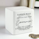 Personalised Any Message Wreath Design Ceramic Square Money Box