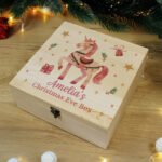 Personalised Unicorn Design Large Wooden Christmas Eve Box