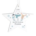 Personalised Polar Bear Design Wooden Star Shaped Christmas Decoration - Image 4
