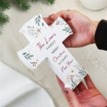 Personalised Any Message Christmas Themed Wooden Cross Ornament - Image 2