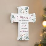 Personalised Any Message Christmas Themed Wooden Cross Ornament - Image 3