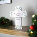 Personalised Any Message Christmas Themed Wooden Cross Ornament - Image 4
