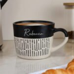 Personalised Black & White Dipped Dash Design Ceramic Mug - Image 2