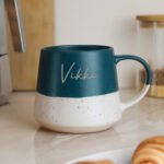 Personalised Name Blue & White Dipped Speckled Design Ceramic Mug - Image 2