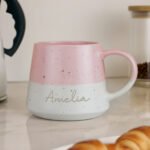 Personalised Name Pink & White Dipped Speckled Design Ceramic Mug - Image 2