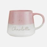 Personalised Name Pink & White Dipped Speckled Design Ceramic Mug - Image 3