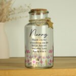 Personalised Any Message Floral Design LED Light-Up Glass Jar