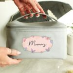 Personalised Name Only Butterflies Design Grey Toiletry Bag - Image 2