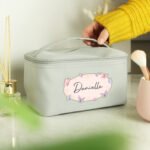 Personalised Name Only Butterflies Design Grey Toiletry Bag - Image 3